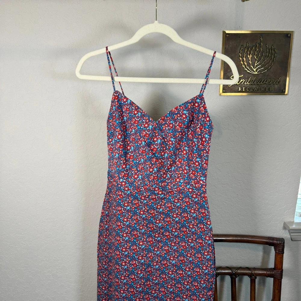Liberty Art Fabrics for J.Crew Floral Sheath Dress Red Blue Cotton Size 00
